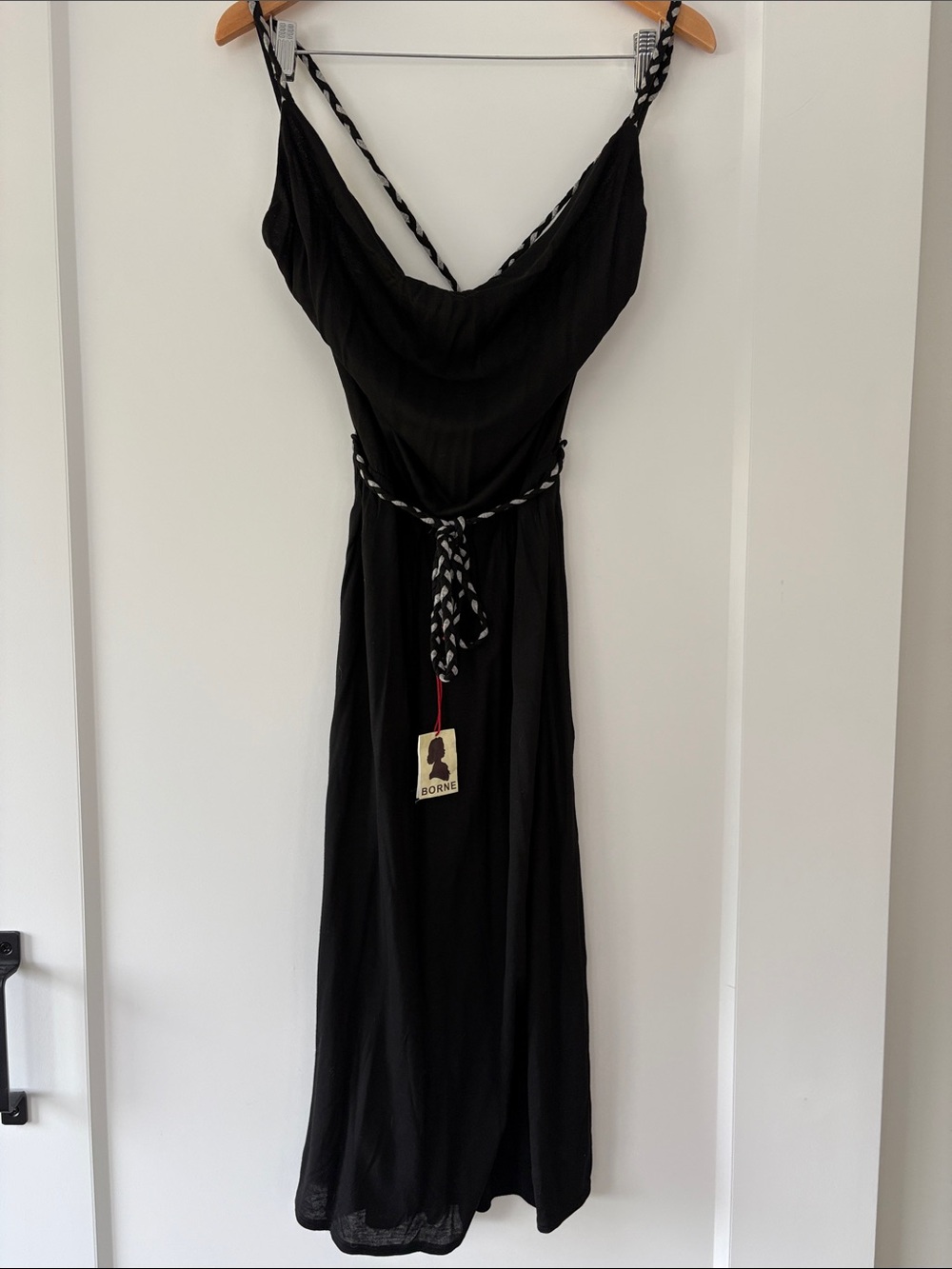 Vintage Y2K Borne by Elise Overland Jersey Dress with Braided Waist Tie